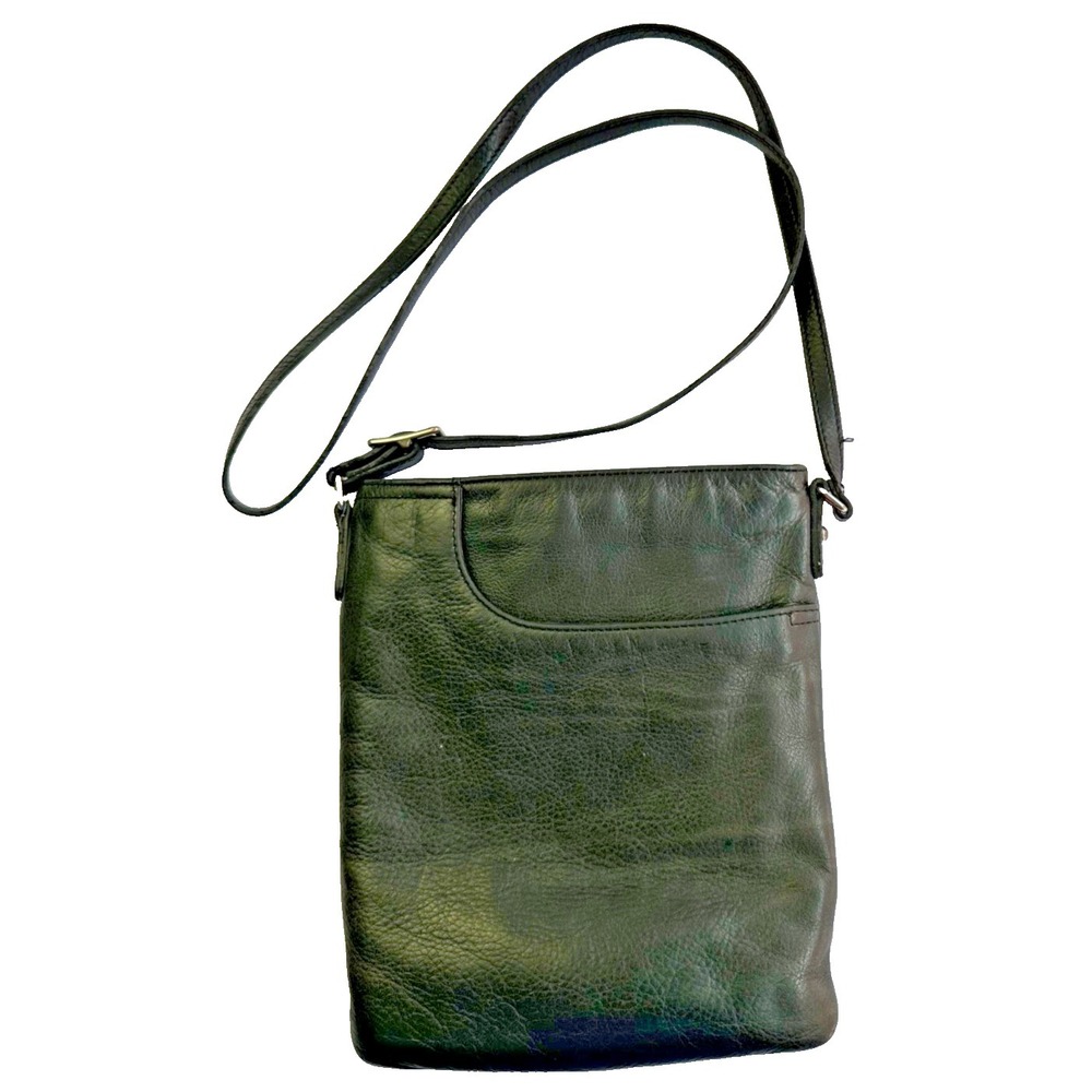 Margot New York Black‎ Leather Split Pocket Crossbody Bag Minimalist Capsule Day